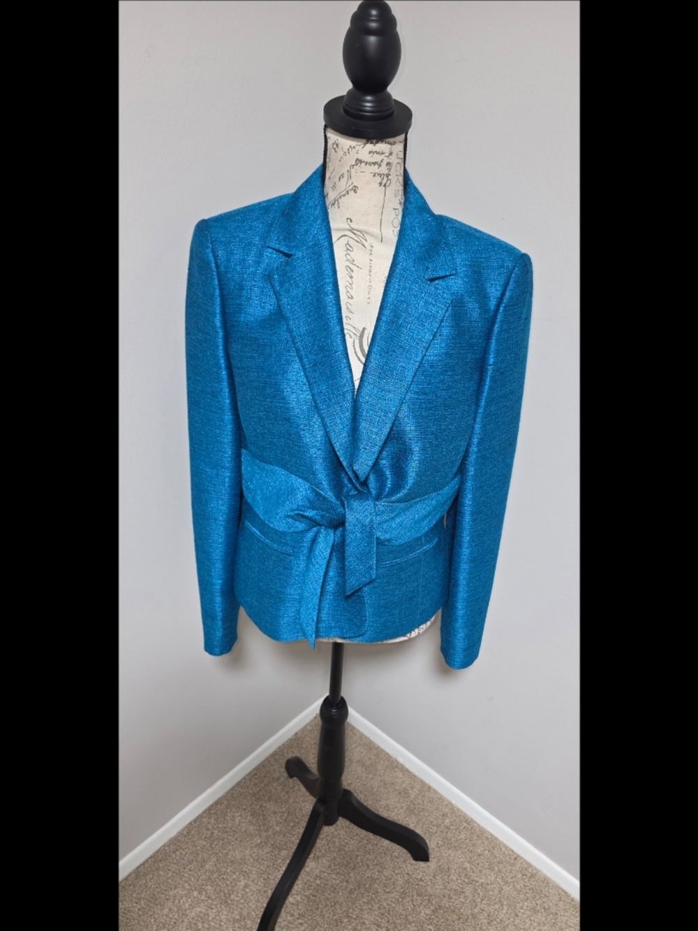 Kasper Teal Belted Blazer Jacket - Picture 2 of 6